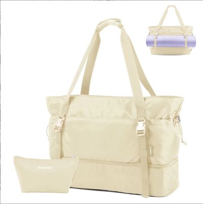 旅行用女性用トラベルバックパック、ハンドバッグ、バックパック、靴コンパートメントとウェットポケット付き、ヨガマットバッグ、一泊週末バッグ