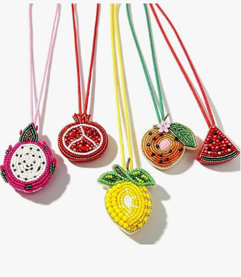 5PCS パッチ 珠付き バッグ 魅力 果物 バッグ 手袋のための魔法 夏の鍵鎖 小さなバッグ 魅力 ドラゴンフルーツ グランナートメロナートオレンジ レモン バッグ 魅力 珠とライストーン 手縫い