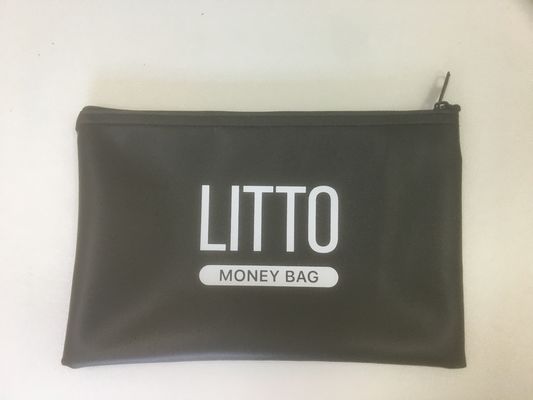 黒いポリ塩化ビニールPuの革ジッパー銀行は硬貨のお金のための再生利用できる袋に入れる