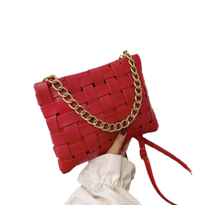 PU WOMEN'S BAG TEXTURE 織物ハンドバッグ 2024 春 韓国の新しいファッション・バージョン チェーン・ショルダー・バッグ クロスボディ・バッグ