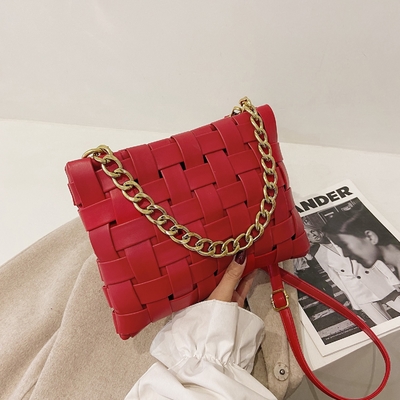 PU WOMEN'S BAG TEXTURE 織物ハンドバッグ 2024 春 韓国の新しいファッション・バージョン チェーン・ショルダー・バッグ クロスボディ・バッグ