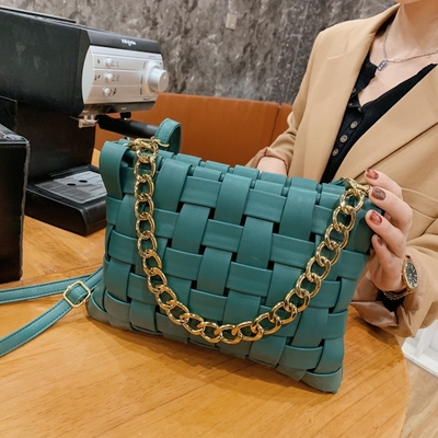 PU WOMEN'S BAG TEXTURE 織物ハンドバッグ 2024 春 韓国の新しいファッション・バージョン チェーン・ショルダー・バッグ クロスボディ・バッグ