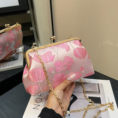 新品 クリップチェーン バッグ 中国様式 シェル バッグ 国産様式 花の肩バッグ ファッション 食事 女性のバッグ