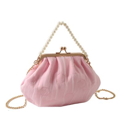 2024 NEW RETRO FAIRY SOLID COLOR 小さいバッグ ホワイト ハンドバッグ パールバッグ 女性用ネットヤード シンプルクロスボディバッグ