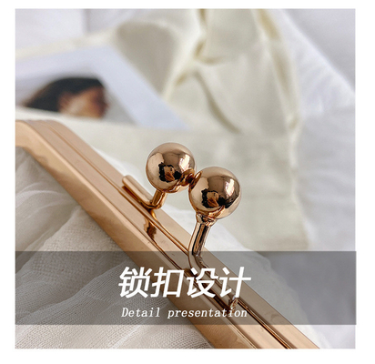 2024 NEW RETRO FAIRY SOLID COLOR 小さいバッグ ホワイト ハンドバッグ パールバッグ 女性用ネットヤード シンプルクロスボディバッグ