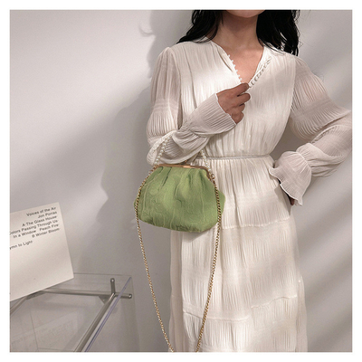 2024 NEW RETRO FAIRY SOLID COLOR 小さいバッグ ホワイト ハンドバッグ パールバッグ 女性用ネットヤード シンプルクロスボディバッグ
