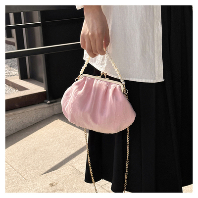 2024 NEW RETRO FAIRY SOLID COLOR 小さいバッグ ホワイト ハンドバッグ パールバッグ 女性用ネットヤード シンプルクロスボディバッグ