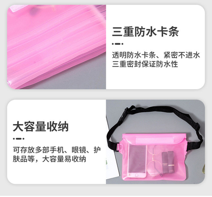 3層封印された大型携帯電話 防水袋 斜めのストラッド 泳ぐ 防水 ファンニーパック PVC 浮遊 露天海