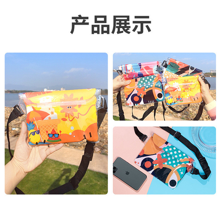 3層封印された大型携帯電話 防水袋 斜めのストラッド 泳ぐ 防水 ファンニーパック PVC 浮遊 露天海