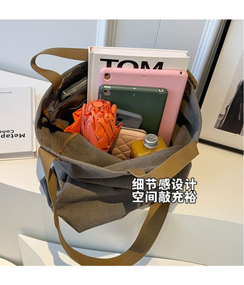 キャンバス トーテ バッグ ストリート ファッション 大容量 肩バッグ 男性と女性のクラス クロスボディ バッグ 布袋 バッグ