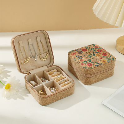 オリジナルのプレミアムコーク 宝石箱 携帯旅行耳飾り リング ネックレス 収納箱