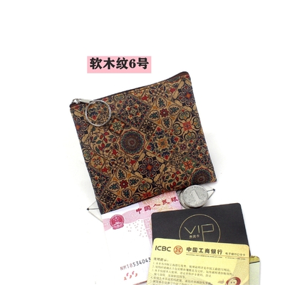ヴィンテージ リアル 木製 プリント コルク コイン 財布 皮革 プリント コイン バッグ キー スモール スクウェア バッグ