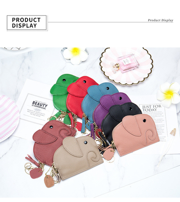 牛皮 女性コインバッグ 新品 ゾウ クリエイティブ タッセル ザッパー バッグ レザー キー バッグ コイン バッグ