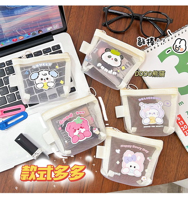 カートゥーン NET コイン財布 かわいい交換 収納袋 透明な携帯カード ポケット レッドエンベロプ ミニ収納袋
