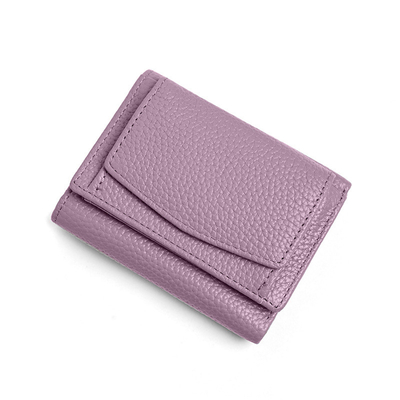 盗難防止ブラシ 女性用革財布 短カード バッグ 3つ折りたたみ 小財布 RFID ミニ牛皮コイン 財布 横断