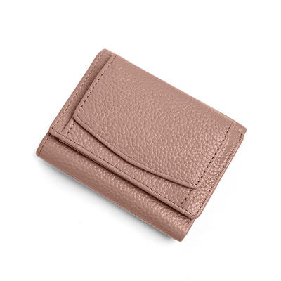 盗難防止ブラシ 女性用革財布 短カード バッグ 3つ折りたたみ 小財布 RFID ミニ牛皮コイン 財布 横断