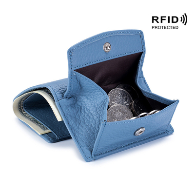 盗難防止ブラシ 女性用革財布 短カード バッグ 3つ折りたたみ 小財布 RFID ミニ牛皮コイン 財布 横断
