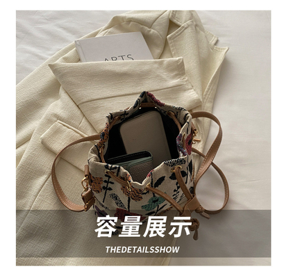 新品中国国産 吹風 腕前 バケット バッグ シンプル ファッション トレンド 夏 新品 リンネン スタイル 高級 センセ シングル 肩
