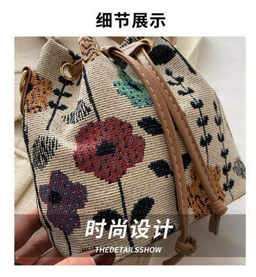 新品中国国産 吹風 腕前 バケット バッグ シンプル ファッション トレンド 夏 新品 リンネン スタイル 高級 センセ シングル 肩