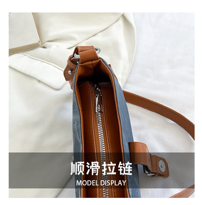 フランス ファッション カジュアル アンダーアームバッグ 女性 2024 NEW TEXTURE BAGUETTE BAG SIMPLE COLOR PATCHWORK
