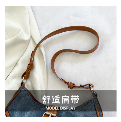 フランス ファッション カジュアル アンダーアームバッグ 女性 2024 NEW TEXTURE BAGUETTE BAG SIMPLE COLOR PATCHWORK