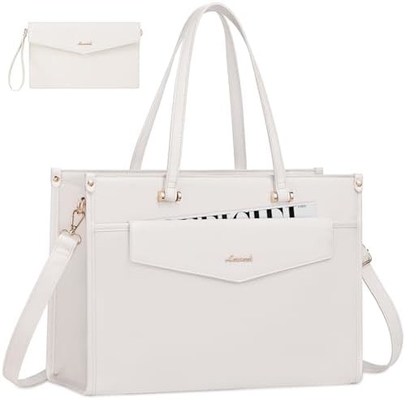 LOVEVOOK 女性用ラップトップバッグ 15.6インチ ラップトップ トートバッグ 2イン1 プロワークバッグ クラッチ付きビジネスケース