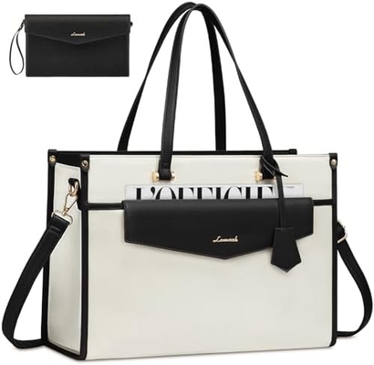 LOVEVOOK 女性用ラップトップバッグ 15.6インチ ラップトップ トートバッグ 2イン1 プロワークバッグ クラッチ付きビジネスケース