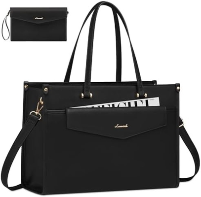 LOVEVOOK 女性用ラップトップバッグ 15.6インチ ラップトップ トートバッグ 2イン1 プロワークバッグ クラッチ付きビジネスケース