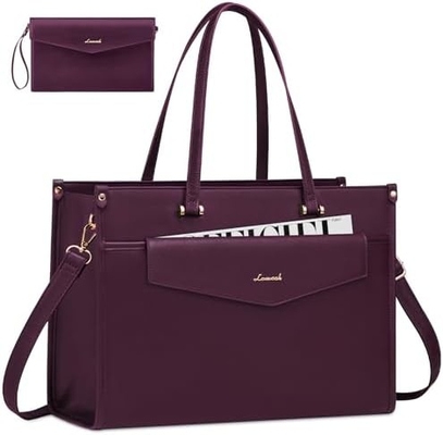 LOVEVOOK 女性用ラップトップバッグ 15.6インチ ラップトップ トートバッグ 2イン1 プロワークバッグ クラッチ付きビジネスケース
