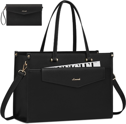 LOVEVOOK 女性用ラップトップバッグ 15.6インチ ラップトップ トートバッグ 2イン1 プロワークバッグ クラッチ付きビジネスケース