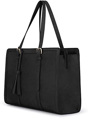 女性用 15.6 インチ 作業用 トートバッグ PU レザー パソコン財布 業務用 オフィス用 3 層のコンパートメント