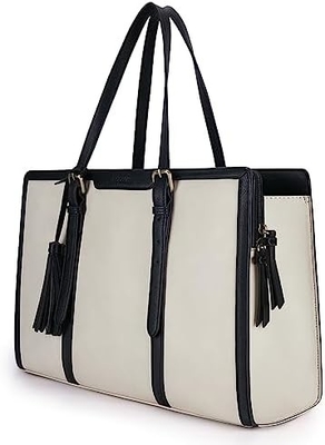 女性用 15.6 インチ 作業用 トートバッグ PU レザー パソコン財布 業務用 オフィス用 3 層のコンパートメント