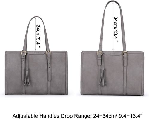 女性用 15.6 インチ 作業用 トートバッグ PU レザー パソコン財布 業務用 オフィス用 3 層のコンパートメント