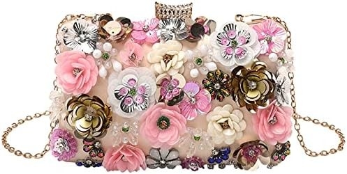 レトード 花柄 財布 夕方 バッグ 女性用 パーティー用 ハンドバッグ チェーン ストラップ 肩バッグ