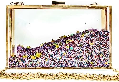 ジュベニス マジック 透明 セキンス クラッチ バッグ パーティーのハンドバッグ