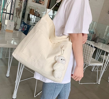 ブランド:Kehpish エコノミック コットンキャンバス トートバッグ,女性 ホーボ ショルダー バッグ 3 外部ポケット付きクロスボディ ハンドバッグ