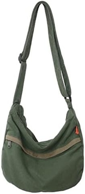 ブランド:Kehpish エコノミック コットンキャンバス トートバッグ,女性 ホーボ ショルダー バッグ 3 外部ポケット付きクロスボディ ハンドバッグ