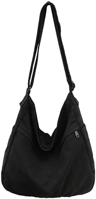 ブランド:Kehpish エコノミック コットンキャンバス トートバッグ,女性 ホーボ ショルダー バッグ 3 外部ポケット付きクロスボディ ハンドバッグ