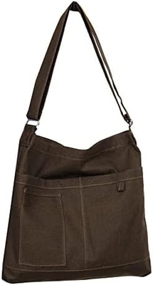 ブランド:Kehpish エコノミック コットンキャンバス トートバッグ,女性 ホーボ ショルダー バッグ 3 外部ポケット付きクロスボディ ハンドバッグ