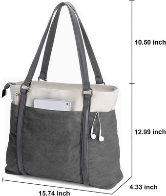 女性用ラップトップ トートバッグ 軽量 スプレイスキャンバス 15.6インチ ハンドバッグ