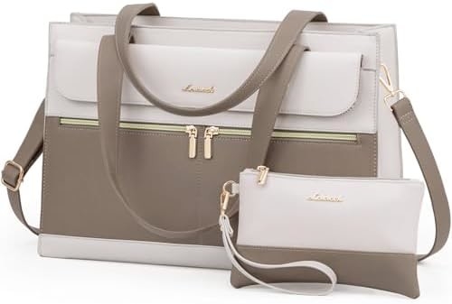 レディース 15.6インチ ラップトップ トートワーク バッグ プロフェッショナル レザー パソコン ブリーフケース 防水 ビジネス