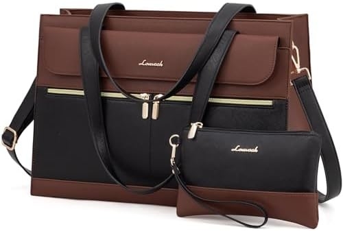 レディース 15.6インチ ラップトップ トートワーク バッグ プロフェッショナル レザー パソコン ブリーフケース 防水 ビジネス