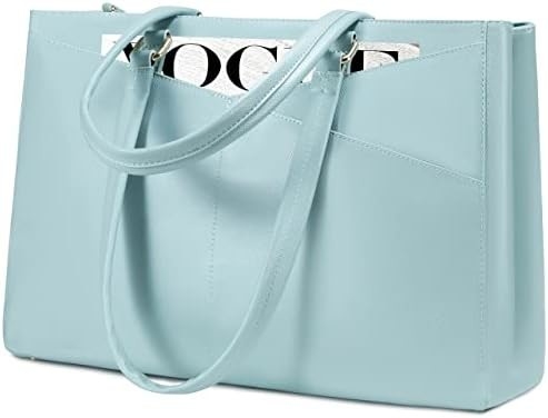 女性用 15.6 インチ 防水革 パソコン用 バッグ 業務用 オフィス用 ブリーフケース ブラック