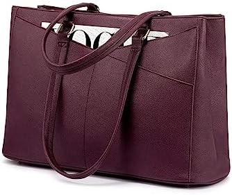 女性用 15.6 インチ 防水革 パソコン用 バッグ 業務用 オフィス用 ブリーフケース ブラック