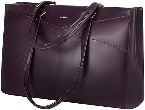 女性用 15.6 インチ 防水革 パソコン用 バッグ 業務用 オフィス用 ブリーフケース ブラック