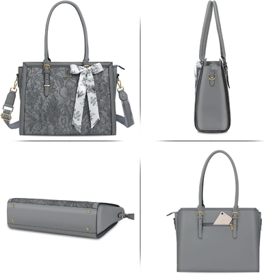 女性用モシソラップトップバッグ, 17-17.3インチ PU レザー トートバッグ