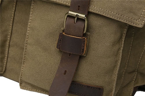 セックンク ヴィンテージ 軍用革 キャンバス ラップトップ バッグ メッセンジャー バッグ 中型