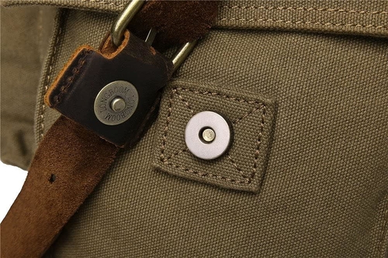 セックンク ヴィンテージ 軍用革 キャンバス ラップトップ バッグ メッセンジャー バッグ 中型