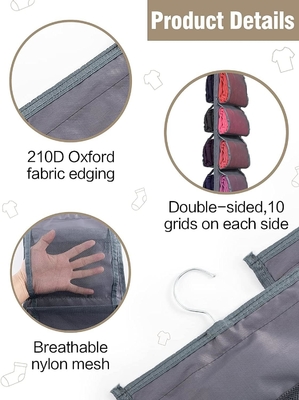 クローゼットのためのレッジングストレージオーガナイザー,吊りクローゼットオーガナイザーシステム,グレー服 20ロールのクローゼットホルダー