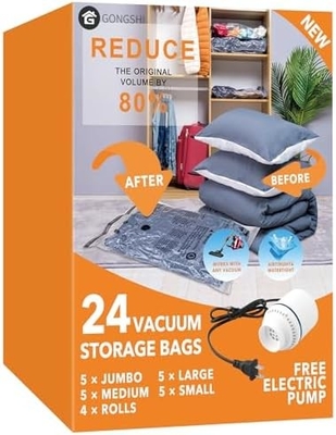 12 パック バキューム 収納袋 (3 X JUMBO, 3 X LARGE, 3 X MEDIUM, 3 X SMALL)